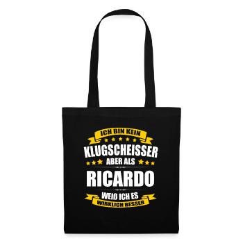 Name Ricardo Vorname Klugscheisser Namenstag - Stoffbeutel - Schwarz - Vorne