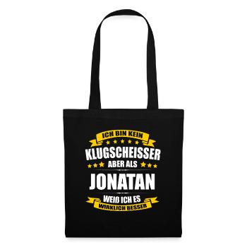 Name Jonatan Vorname Klugscheisser Namenstag - Stoffbeutel - Schwarz - Vorne