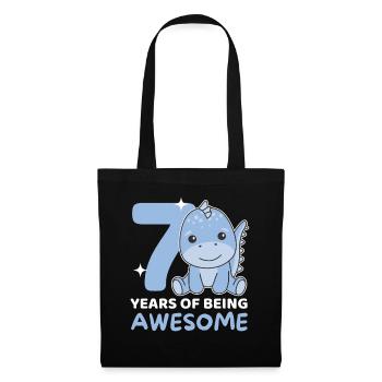 Dino for the 7th birthday children seven years old - Tote Bag - black - Front