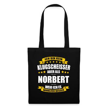 Name Norbert Vorname Klugscheisser Namenstag - Stoffbeutel - Schwarz - Vorne