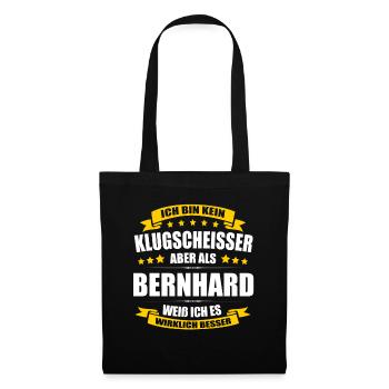Name Bernhard Vorname Klugscheisser Namenstag - Stoffbeutel - Schwarz - Vorne