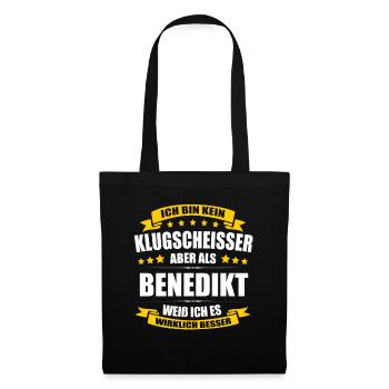 Name Benedikt Vorname Klugscheisser Namenstag - Stoffbeutel - Schwarz - Vorne