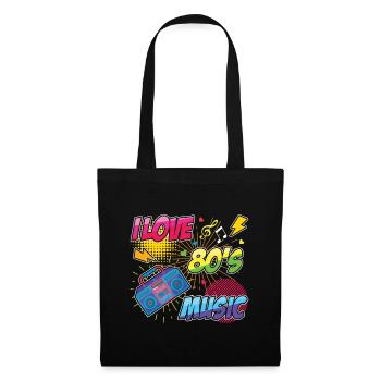 80er Jahre Musik Karneval 80er Jahre Retro Party Jahr 1980 - Stoffbeutel - Schwarz - Vorne