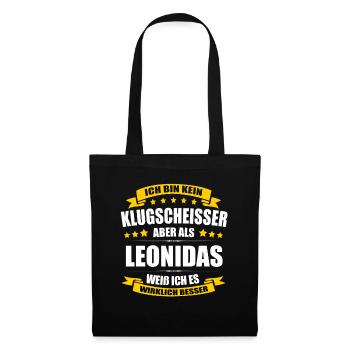 Name Leonidas Vorname Klugscheisser Namenstag - Stoffbeutel - Schwarz - Vorne