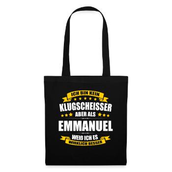 Name Emmanuel Vorname Klugscheisser Namenstag - Stoffbeutel - Schwarz - Vorne