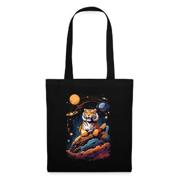 Tiger on the cliff in space - Solar System - Tote Bag - black - Front