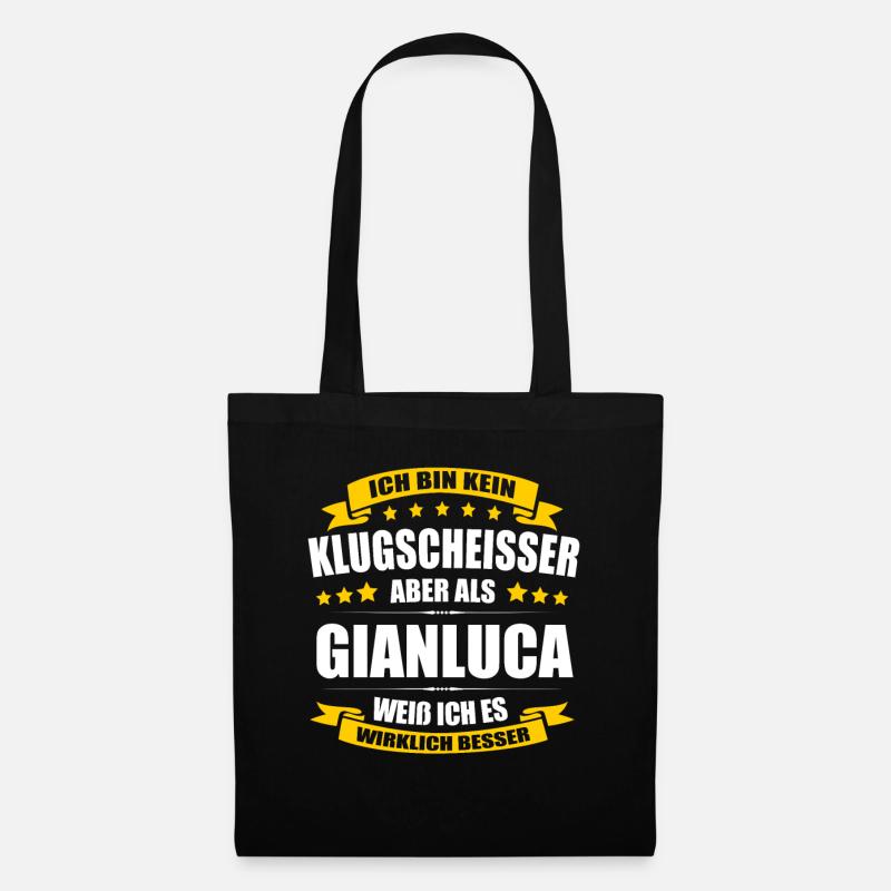 Name Gianluca Vorname Klugscheisser Namenstag - Stoffbeutel - Schwarz