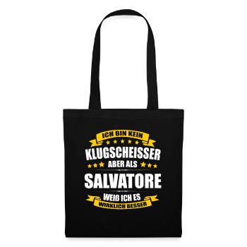 Name Salvatore Vorname Klugscheisser Namenstag - Stoffbeutel - Schwarz - Vorne