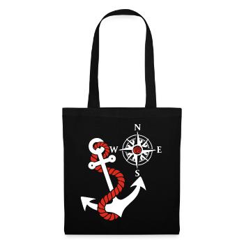 Compass rose and sea anchor (white) - Tote Bag - black - Front