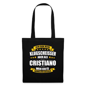 Name Cristiano Vorname Klugscheisser Namenstag - Stoffbeutel - Schwarz - Vorne
