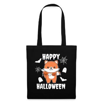 Fox Happy Halloween Costume de Fantôme Citrouille - Sac en tissu - noir - Devant