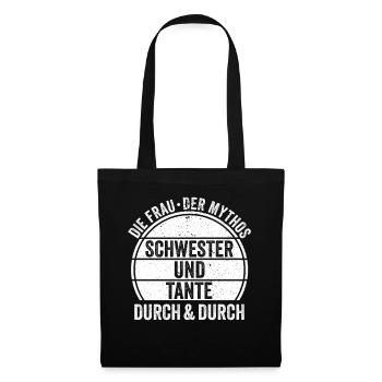 Schwester und Tante - Stoffbeutel - Schwarz - Vorne