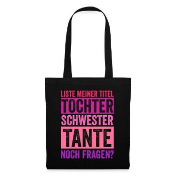 Schwester und Tante - Stoffbeutel - Schwarz - Vorne