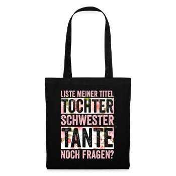 Schwester und Tante - Stoffbeutel - Schwarz - Vorne
