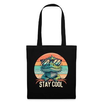 Dragon barbu vintage avec lunettes de soleil - Sac en tissu - noir - Devant