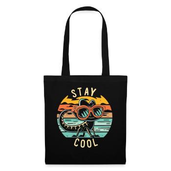 Lézard rétro avec lunettes de soleil - Sac en tissu - noir - Devant