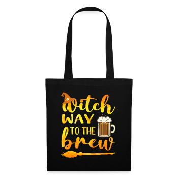 Witch Way To The Brew Lustiges Halloween-Bier-Wortspiel - Stoffbeutel - Schwarz - Vorne