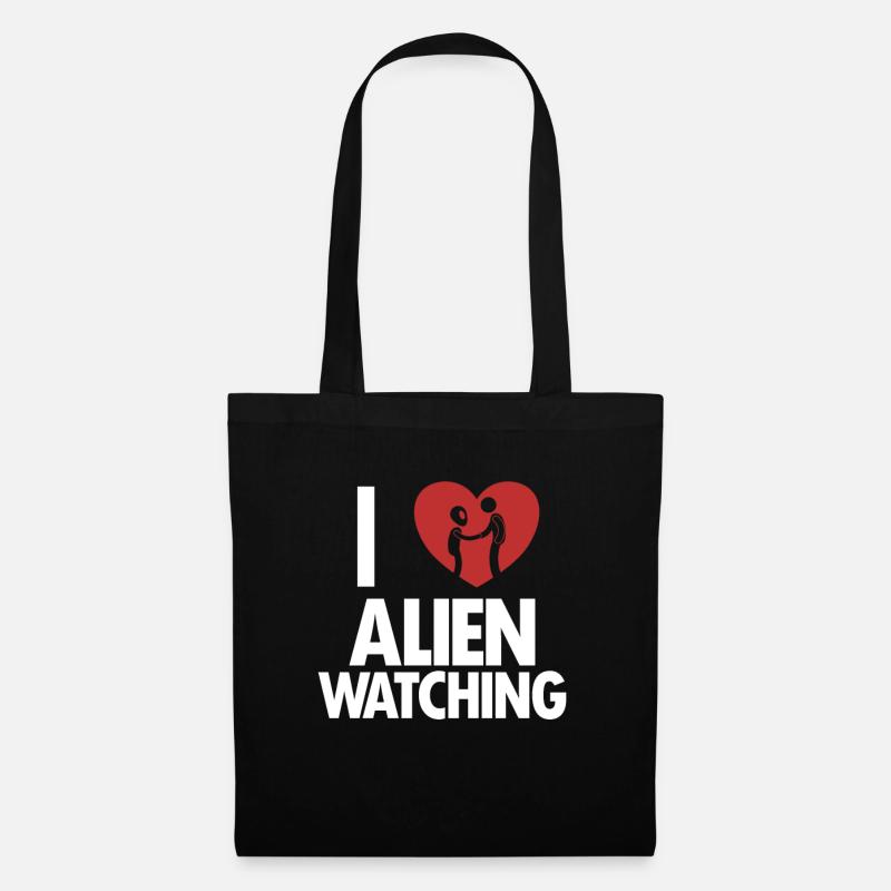 I love Alien Watching Ufo Conspiracy - Stoffbeutel - Schwarz