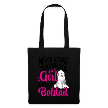 Girl and her Bobtail Old English Sheepdog - Tote Bag - black - Front