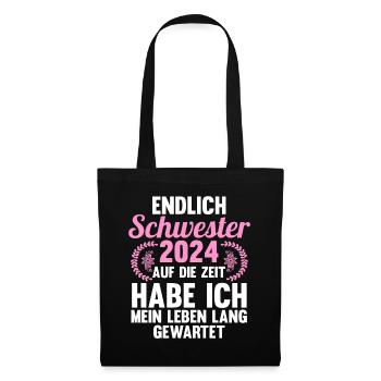Werdende Schwester 2024 - Stoffbeutel - Schwarz - Vorne