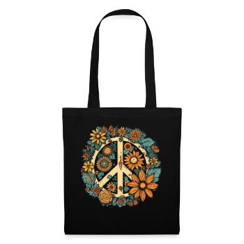 Kostüm Hippie Peace Zeichen - Stoffbeutel - Schwarz - Vorne