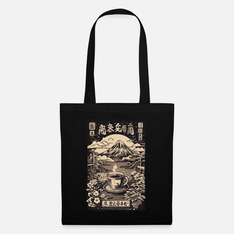 Ukiyo-E Kaffee und Tee Liebhaber Retro Japan - Stoffbeutel - Schwarz
