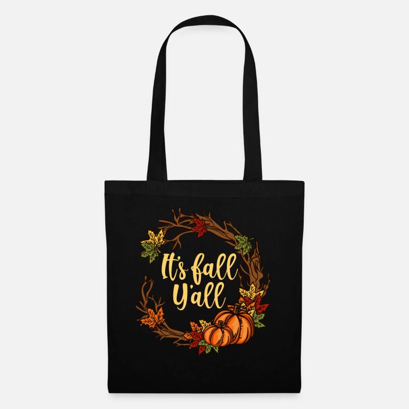 It's Fall Y'all Happy Pumpkin Deco Gift - Stoffbeutel - Schwarz