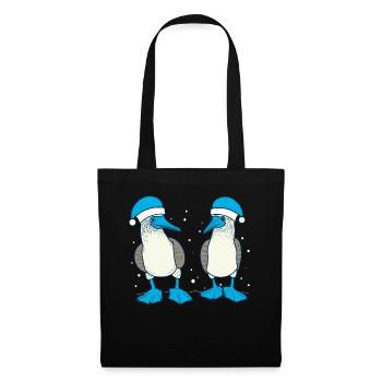 Chapeau de père Noël fou à pieds bleus - Sac en tissu - noir - Devant