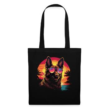 80s 90s Synthwave German German Shepherd - Tote Bag - black - Front