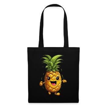 Dancing Cartoon Pineapple - Tote Bag - black - Front