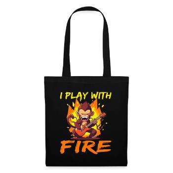 Affe Schimpanse Gitarre I play with Fire - Stoffbeutel - Schwarz - Vorne