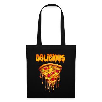 Delicious Pizza Leckere Pizza für einen Pizza - Stoffbeutel - Schwarz - Vorne
