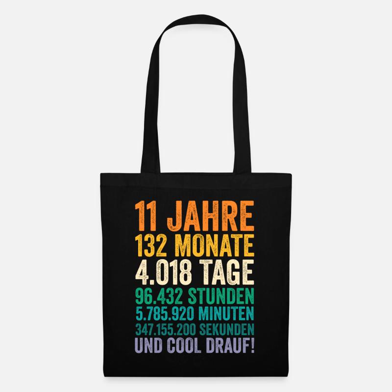 11 Jahre Elfter Geburtstag - Stoffbeutel - Schwarz