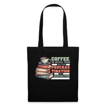 Coffee Procrastination Into Inspiration Funny Book - Stoffbeutel - Schwarz - Vorne