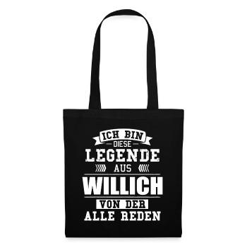 Stadt Willich Deutschland Legende Spruch - Stoffbeutel - Schwarz - Vorne