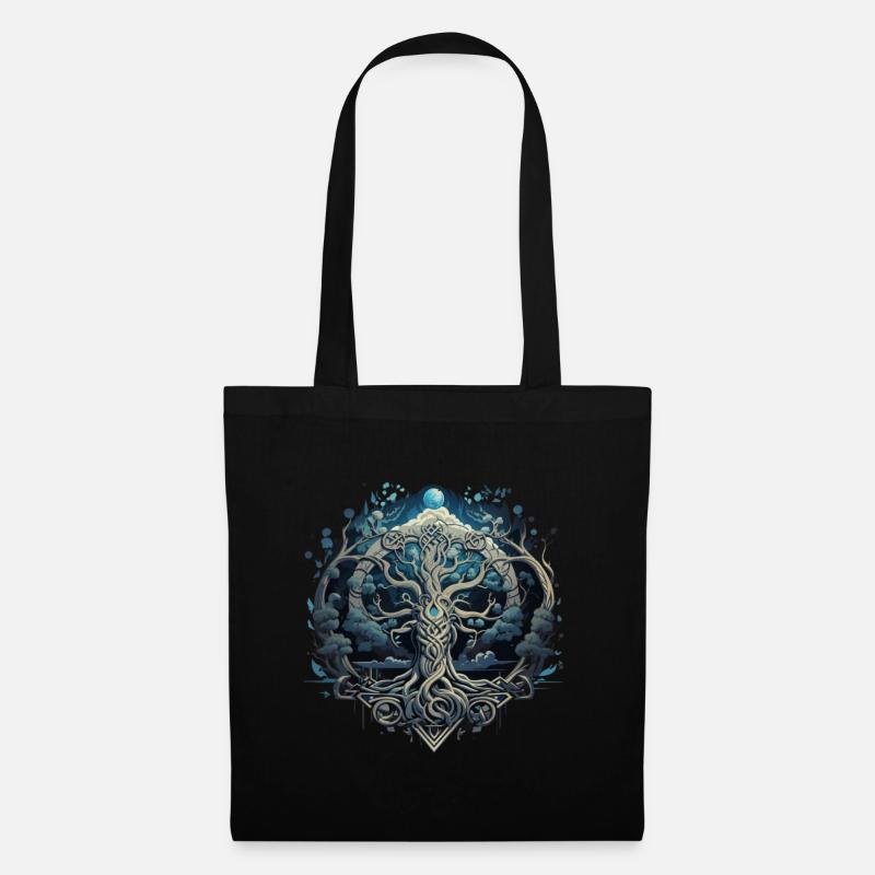 Baum des Lebens Yggdrasil Wikinger Midgard Thor - Stoffbeutel - Schwarz
