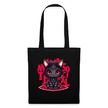 Kawaii Anime Gothic Cat Antisocial Introvert Menhe - Stoffbeutel - Schwarz - Vorne