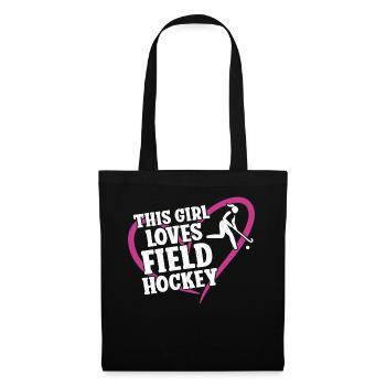 Hockey sur gazon Cette fille aime le terrain - Sac en tissu - noir - Devant