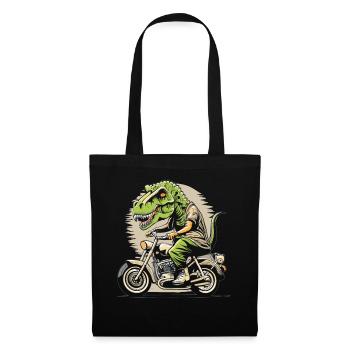 T-Rex rides a motorcycle - Tote Bag - black - Front