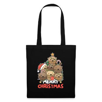 Loutre Arbre de Noël Joyeux Noël - Sac en tissu - noir - Devant