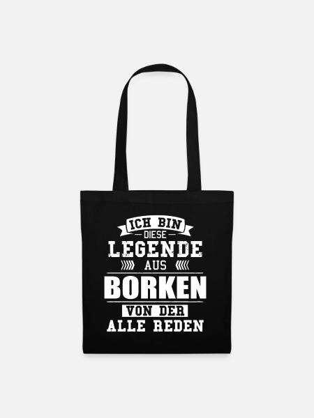 Stadt Borken Deutschland Legende Spruch - Stoffbeutel - Schwarz