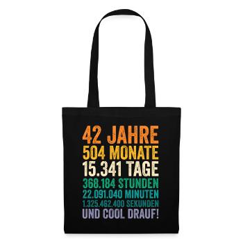42 Jahre Zweiundvierzigster Geburtstag - Stoffbeutel - Schwarz - Vorne