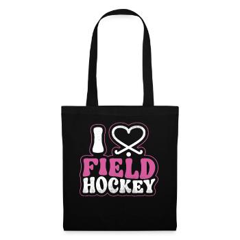 Field Hockey Heart I Love Field - Stoffbeutel - Schwarz - Vorne