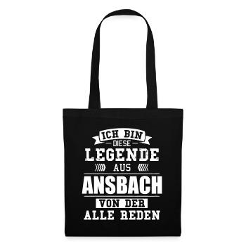 Stadt Ansbach Deutschland Legende Spruch - Stoffbeutel - Schwarz - Vorne