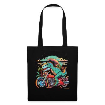 T-Rex rides a motorcycle - Tote Bag - black - Front