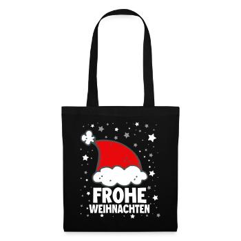 Frohe Weinachten Weihnachtsmütze - Stoffbeutel - Schwarz - Vorne