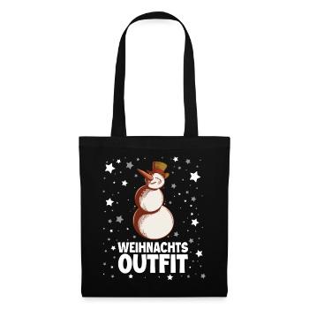 Weihnachts Outfit Schneemann - Stoffbeutel - Schwarz - Vorne