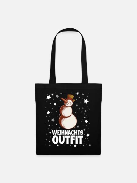 Weihnachts Outfit Schneemann - Stoffbeutel - Schwarz