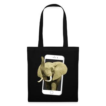 Smartphone with elephant - Elephant in Africa - Tote Bag - black - Front