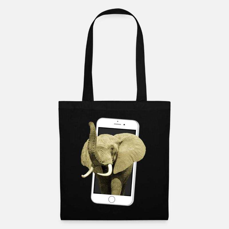 Smartphone mit Elefant - Elefant in Afrika - Stoffbeutel - Schwarz